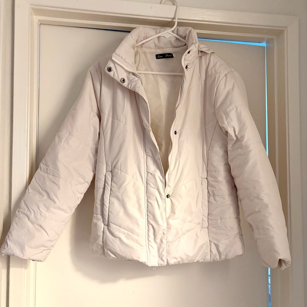Women's White Puffer Jacket - Picture 2 of 11